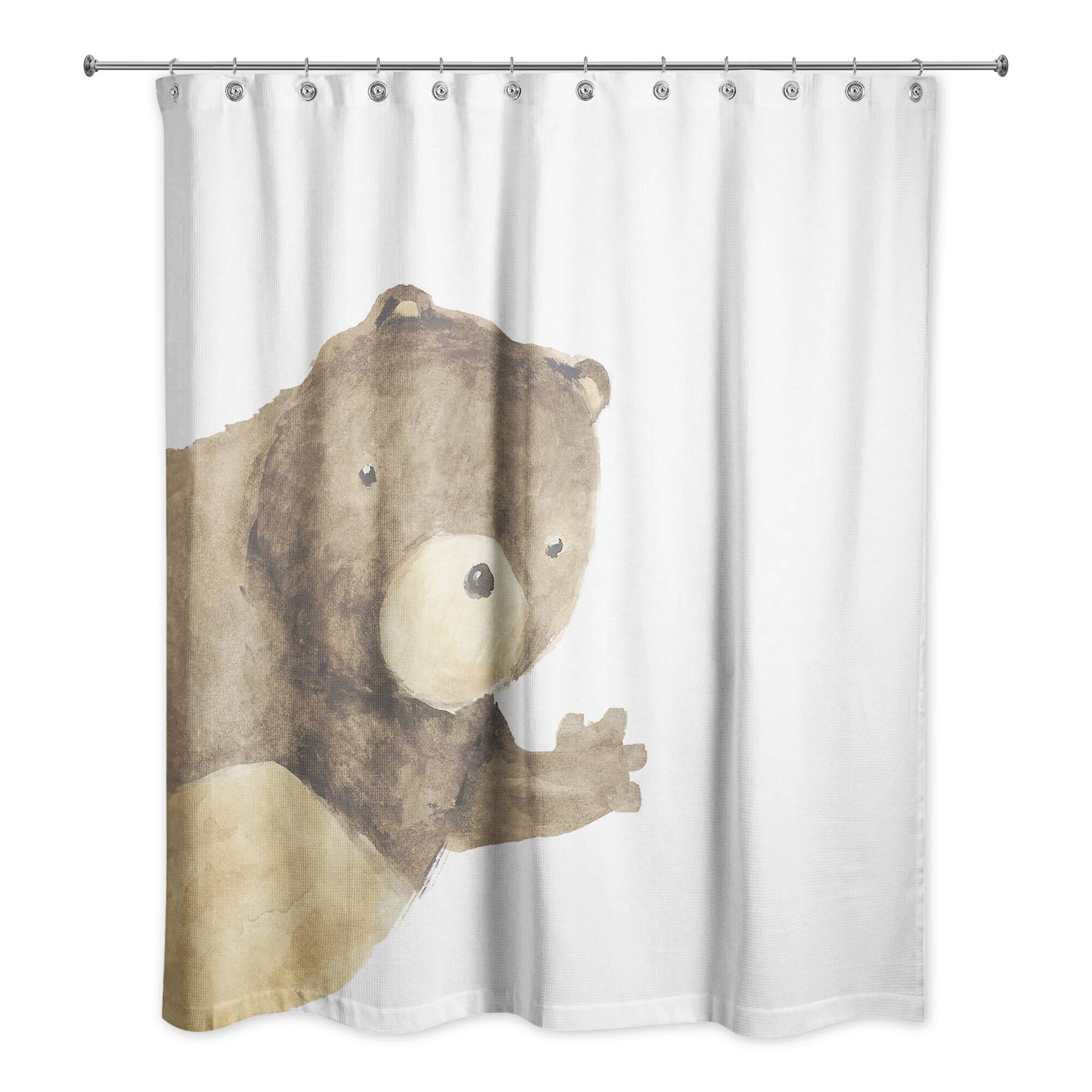 Hullo Bear Waving 71" x 74" Shower Curtain